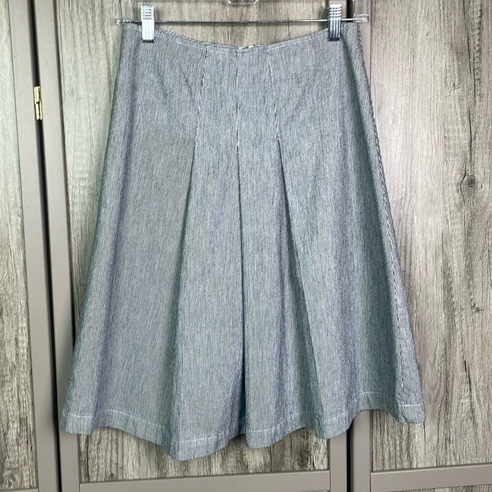Talbots pleated salt and pepper pleated denim midi skirt women's 4
